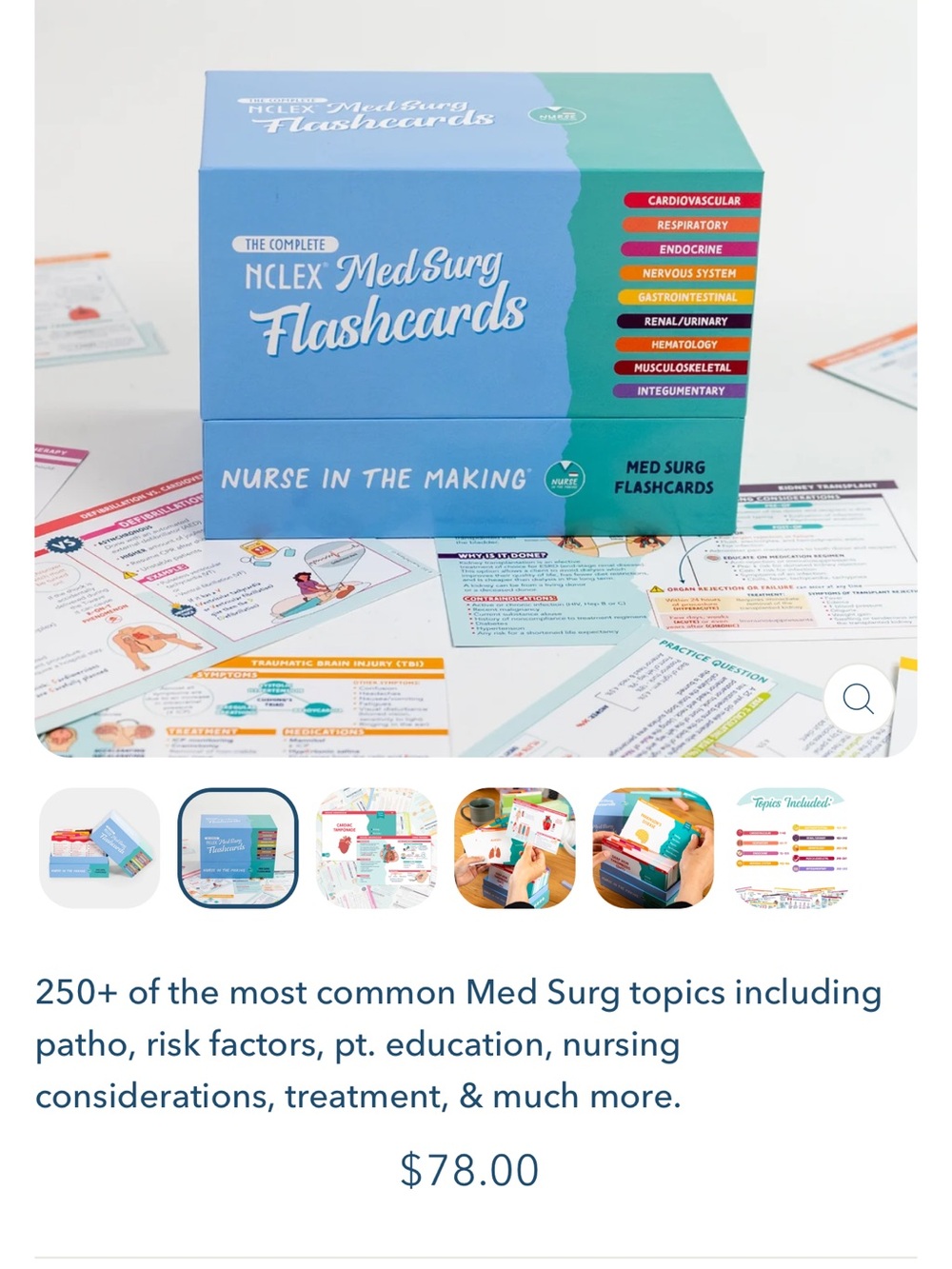 NCLEX MedSurg Flashcards - Blue/Teal -